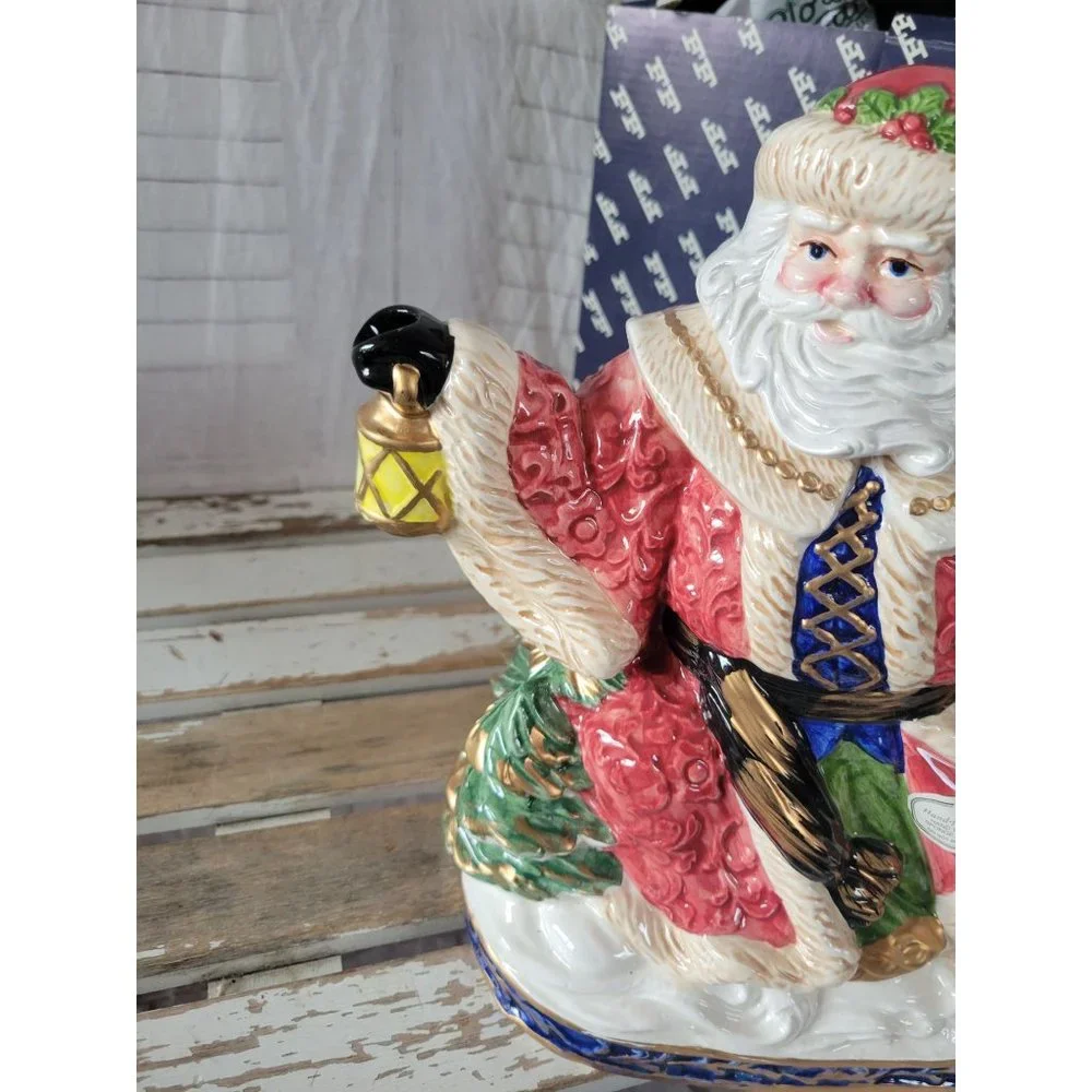 Fitz floyd 1994 Santa teapot omnibus‎ Xmas toys tea vintage